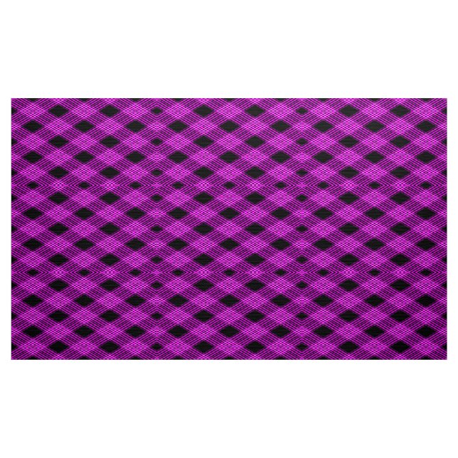 Tela Gingham Check Purple and Black Pattern Fabric (Yarda)