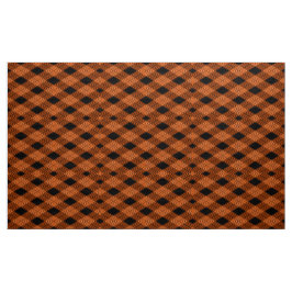 Tela Gingham Checkered Burnt Naranja Black