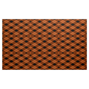 Tela Gingham Checkered Burnt Naranja Black