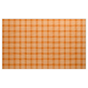 Tela Gingham Checkered Burnt Naranja y White Fabric