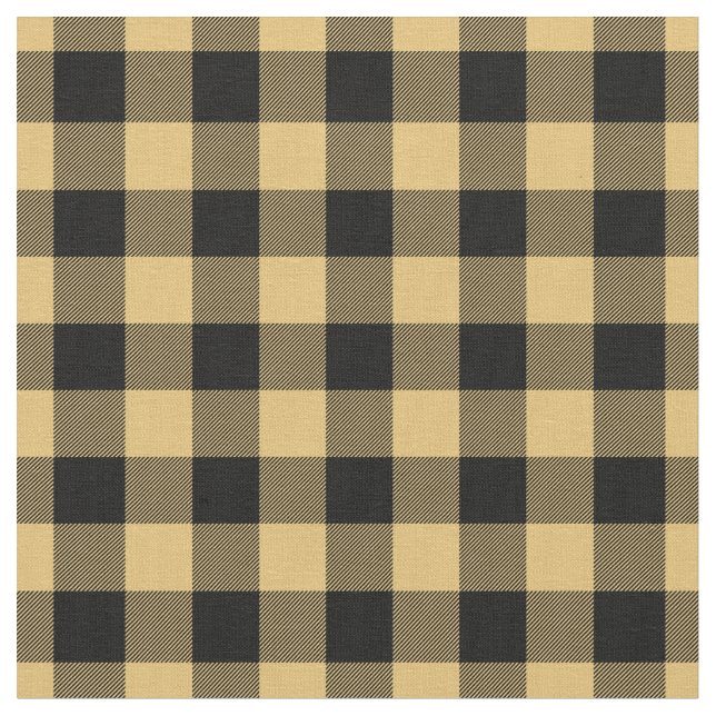 Tela Gingham de cuadros amarillos y negros (De cerca)