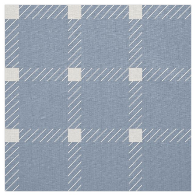 Tela Gingham de cuadros azules polvorientos a gran esca (Retal)