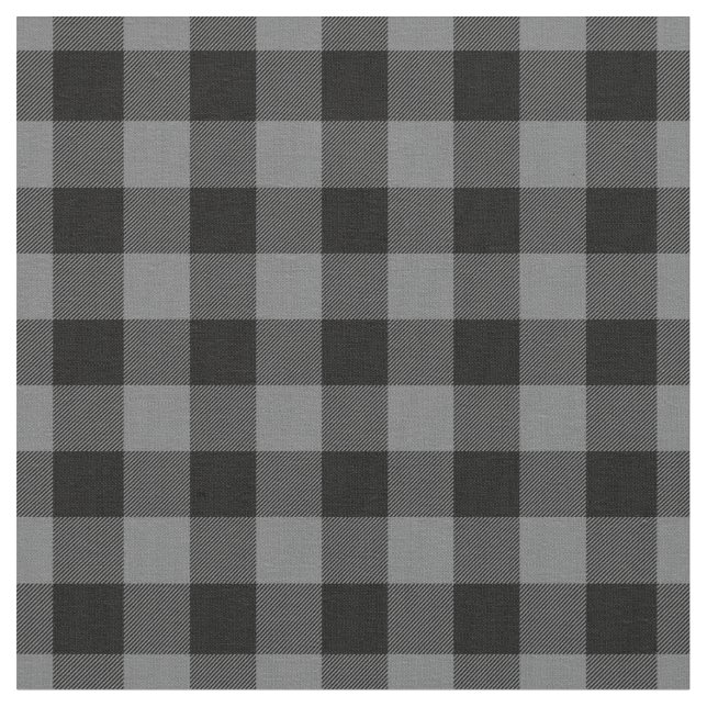 Tela Gingham de Cuadros Gris Oscuro y Negro (De cerca)