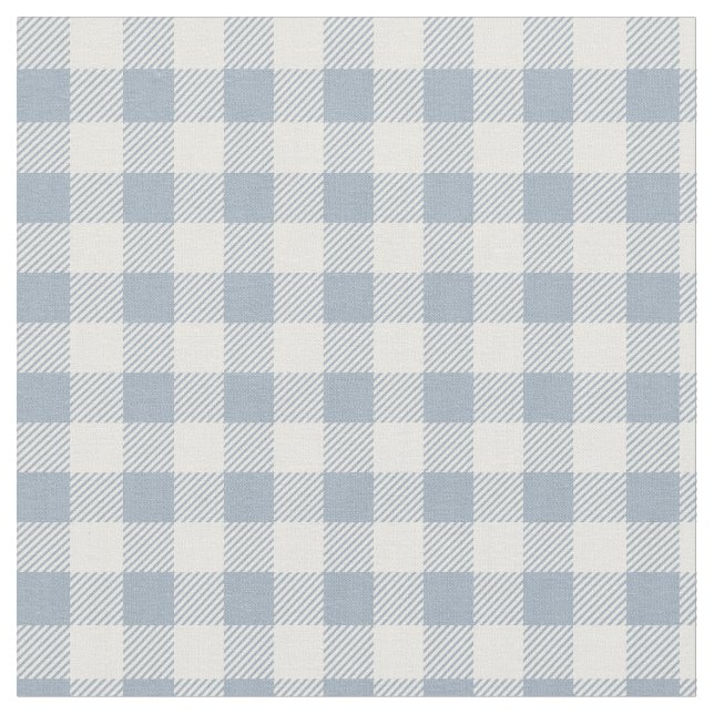 Tela Gingham Pattern Coastal Checkered White Muted Blue (De cerca)