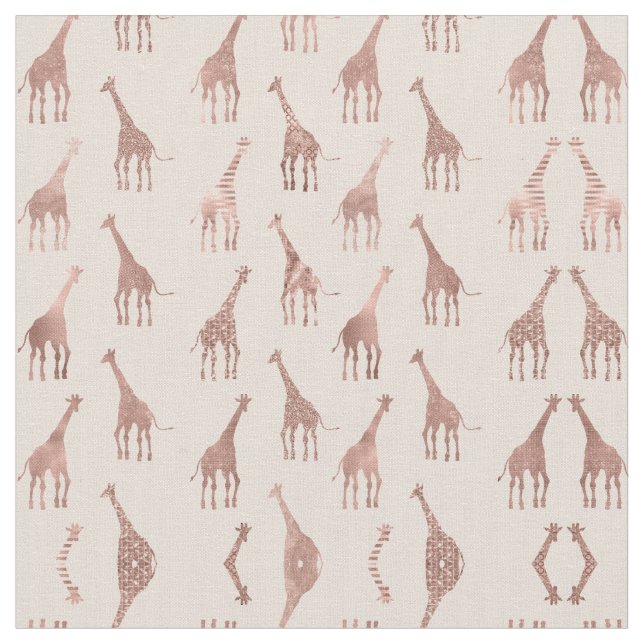 Tela Giraffes rosadas de Rubor de oro Rosa moderno (De cerca)