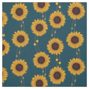 Tela Girasoles Amarillos Art Nouveau Retro Floral Rayas