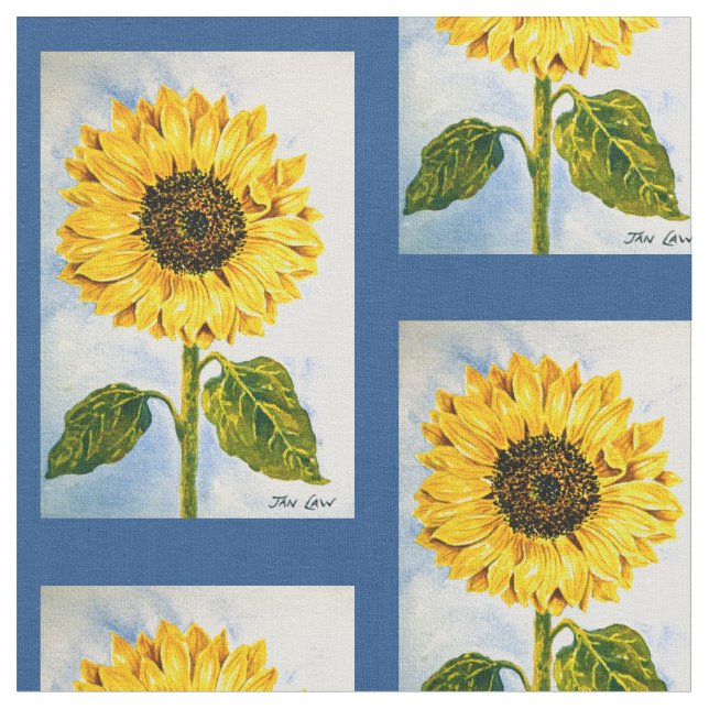 Tela Girasoles y azul (De cerca)