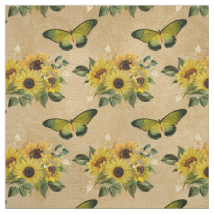 Tela Girasoles y mariposas