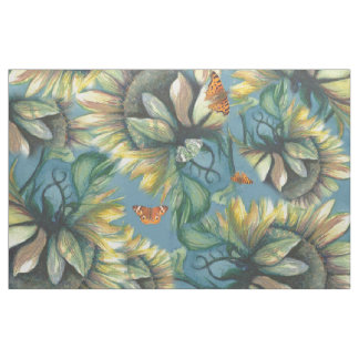 Tela Girasoles y mariposas