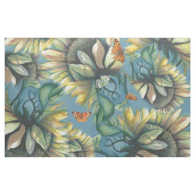 Tela Girasoles y mariposas (Yarda)