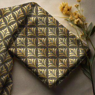 Tela Glam Art Deco Negro Oro ID1033