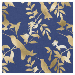 Tela Glam Gold Hummingbirds Navy Blue Graphic