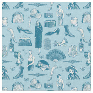 Tela glamour flapper femenina de arte azul deco de los