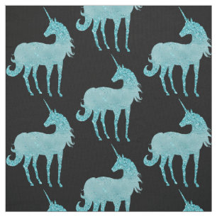 Tela Glitzy Sparkle Aqua Unicorn
