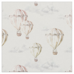 Tela Globos aerostáticos guardería acuarela género neut