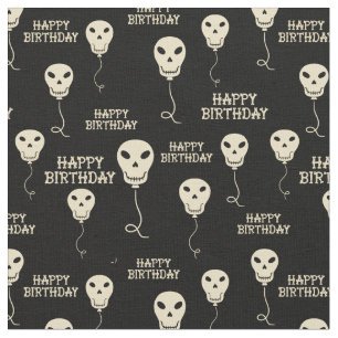 Tela Globos con forma de cráneo Gótico Feliz cumpleaños