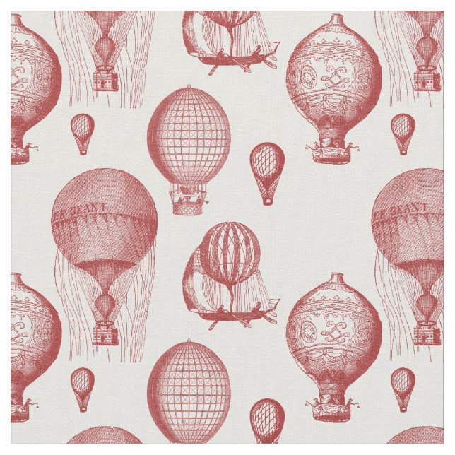 Tela Globos de aire caliente de época en Maroon (De cerca)