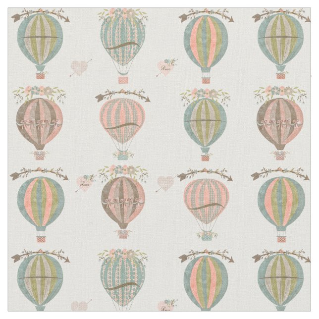 Tela Globos del aire caliente, vintage floral (De cerca)