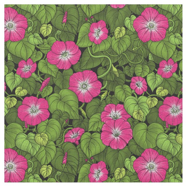 Tela Gloria matutina en rosa y verde (De cerca)