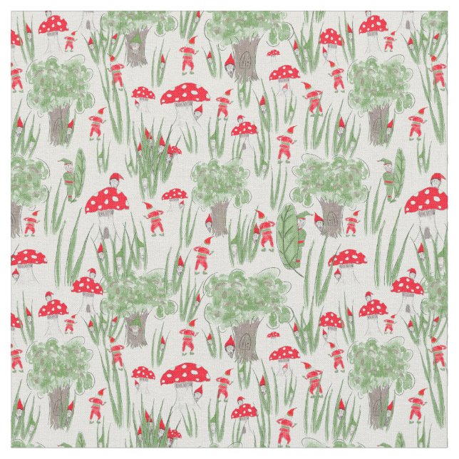 Tela Gnome Fabric: "Gnome Hide-and-Seek" (De cerca)