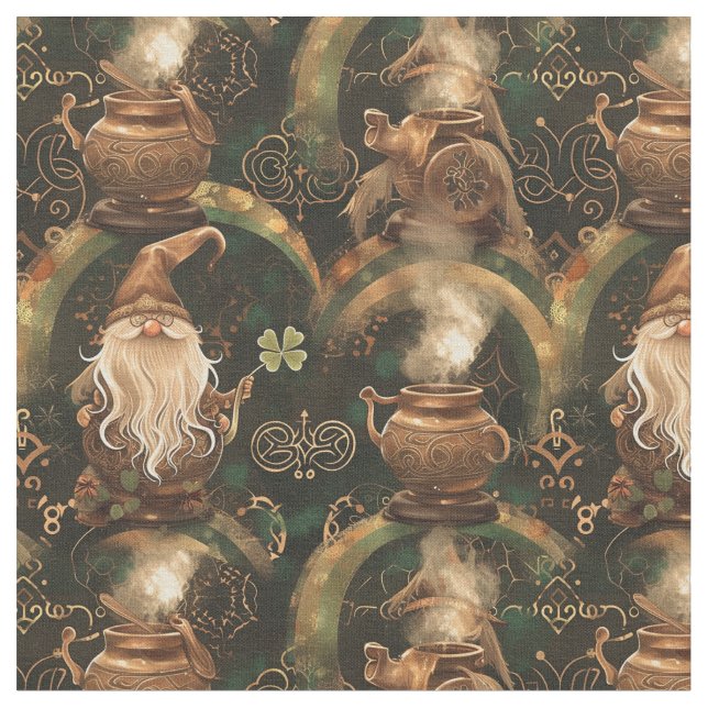 Tela Gnome St. Patrick Pot Y Patrón Arcoiris (De cerca)