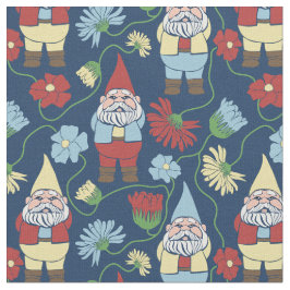 Tela Gnomes de jardín con flores marina azul patentado
