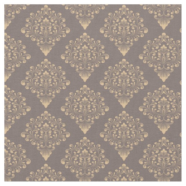 Tela Gold Coffee Damask (De cerca)
