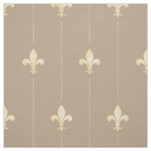Tela Gold Fleur-de-Lis con Lines Brown (escala media)