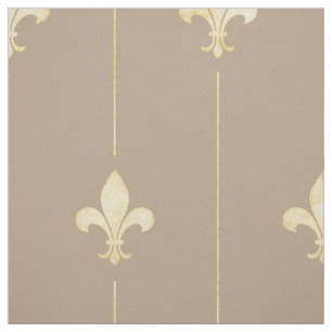 Tela Gold Fleur-de-Lis con Lines Brown (gran escala)
