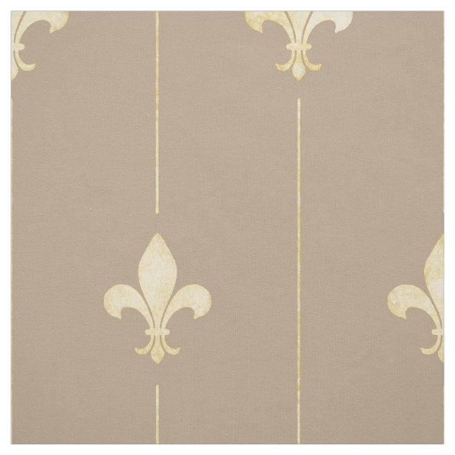 Tela Gold Fleur-de-Lis con Lines Brown (gran escala) (Retal)