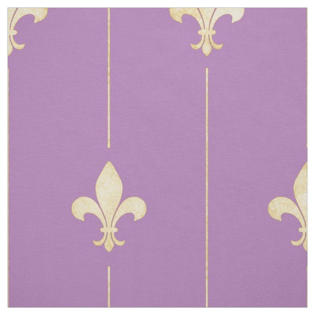 Tela Gold Fleur-de-Lis con Lines Lilac (gran escala) (Retal)
