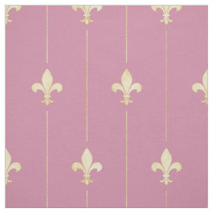 Tela Gold Fleur-de-Lis con Pink (escala media)