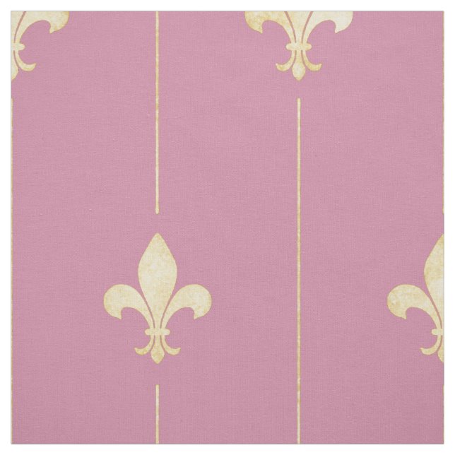 Tela Gold Fleur-de-Lis con Pink (gran escala) (Retal)