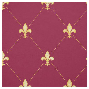 Tela Gold Fleur-de-Lis (gran escala) Wine Red
