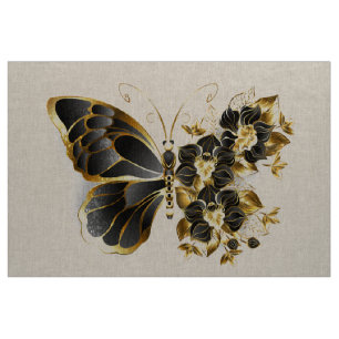 Tela Gold Flower Butterfly with Black Orchid