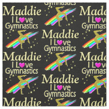 GOLD I LOVE GIMNASTICS FABRIC PERSONALIZADO