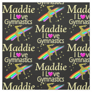 TELA GOLD I LOVE GIMNASTICS FABRIC PERSONALIZADO