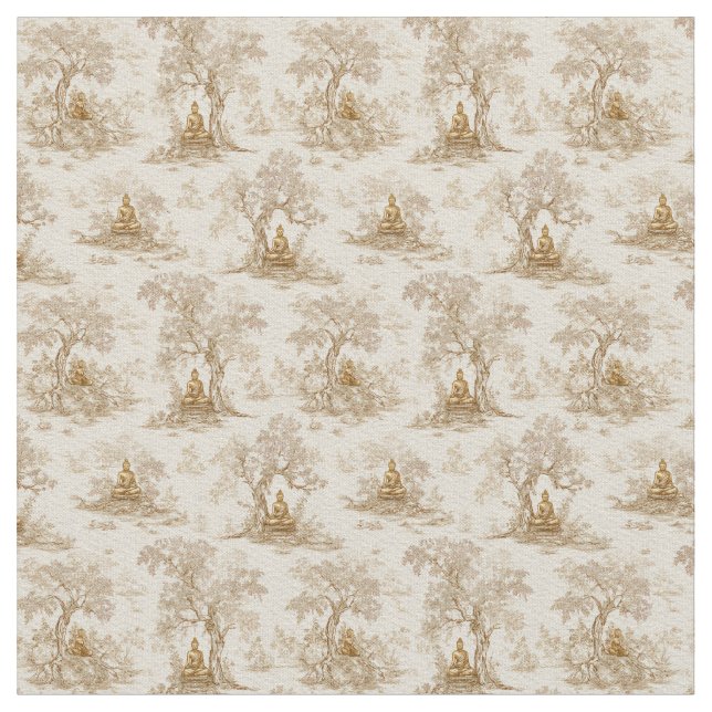Tela Golden Buddha Toile de Jouy Classic Pattern (De cerca)