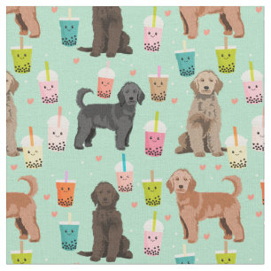 Tela Golden Doodle lindo y kawaii boba menta de té
