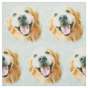 Tela Golden retriever sonriente en acuarela