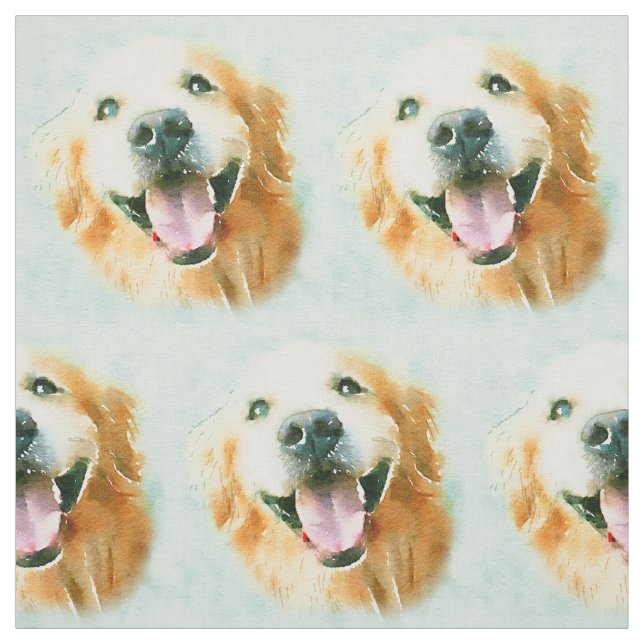 Tela Golden retriever sonriente en acuarela (Retal)