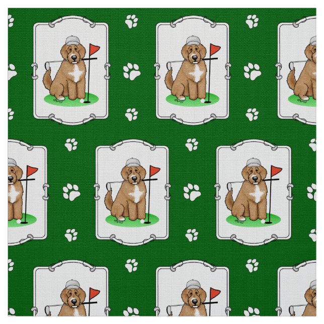 Tela Goldendoodle Perro Jugando Golf (rojo whmk2) Diver (Retal)