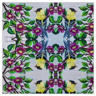 Tela Goldfinch en flores