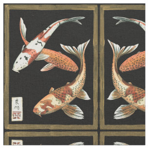 Tela Goldfish de Koi de dos japoneses en fondo negro