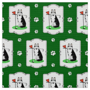 Tela Golf Siberian Husky (negro) Perro jugando Cute Gra