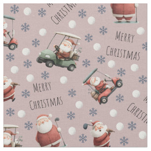 Tela Golfing Santa en el Rosa Dusty