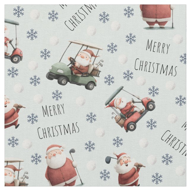 Tela Golfing Santa en Pale Green (De cerca)