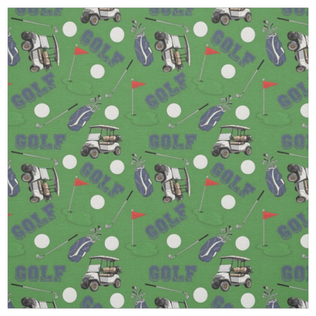 Tela Gone Golfing on Grass Green (Retal)