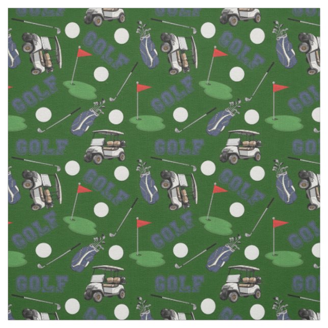 Tela Gone Golfing on Hunter Green (Retal)