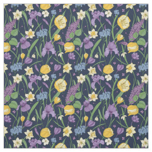 Tela Gorge tejido floral amarillo y morado